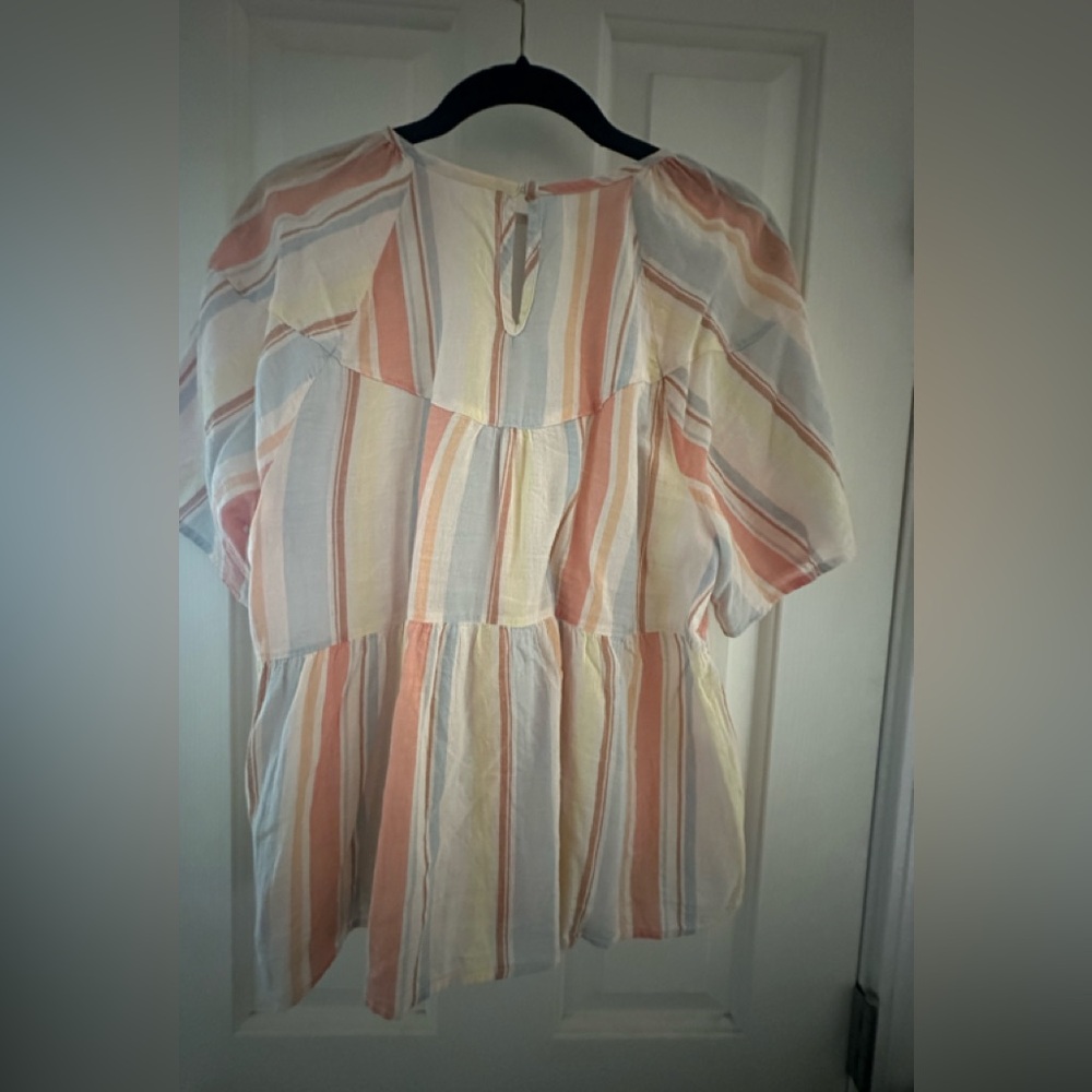 a.n.a Peach and Cream Striped Blouse